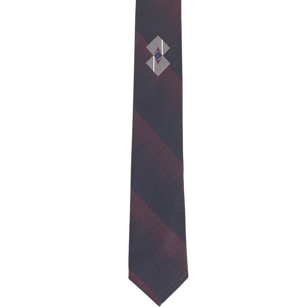 Bugle Boy Mens Tie Burgundy Black Striped Geometric Retro Skinny Art Deco 55x2.5